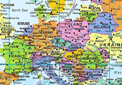 artgeist - Push Pin World Map Cork Board & Canvas Wall Art, Office 47x31 in