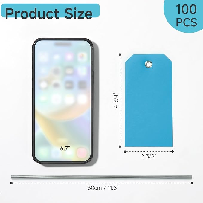 100 Plastic Shipping Tags with Wire - Image 2