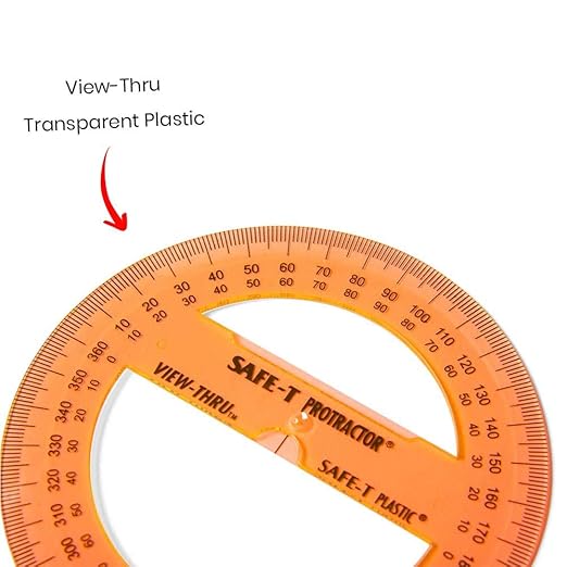 hand2mind Clear 4” Safe-T 360 Degree Protractor Set, Circle Protractor - Image 6
