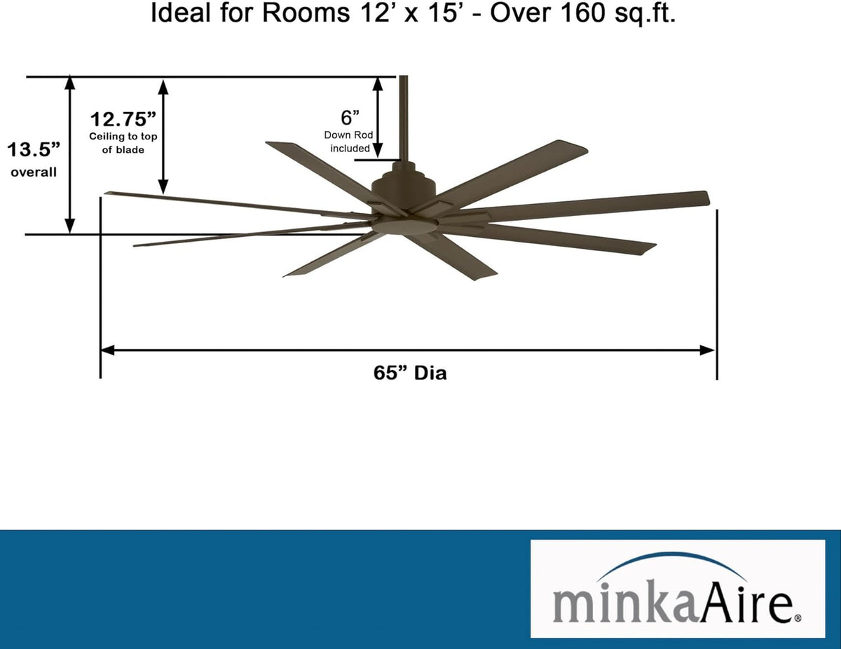 minka-aire f896-65-orb xtreme h2o 65 inch outdoor ceiling, front angle view