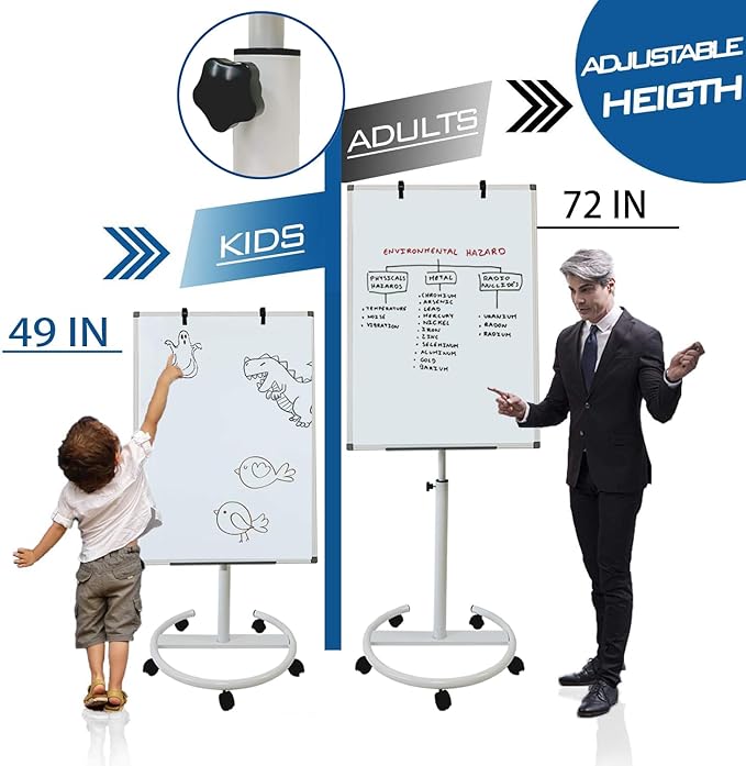 Mobile Dry Erase Board – 36x24 inches Height Adjustable Magnetic Portable - Image 2