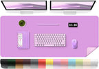 Lilac Leather Desk Pad, 47.2'' x 23.6'', Suede Base, Waterproof Office & Home by BLESWIN