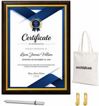 Certificate Plaque Award 8.5 x 11" Cherry Wood Grain, Gold Border | Slide-in acrylic cover,10.5x13 in High density engineered wood, for awards, diplomas, volunteer gifts, family wall, School