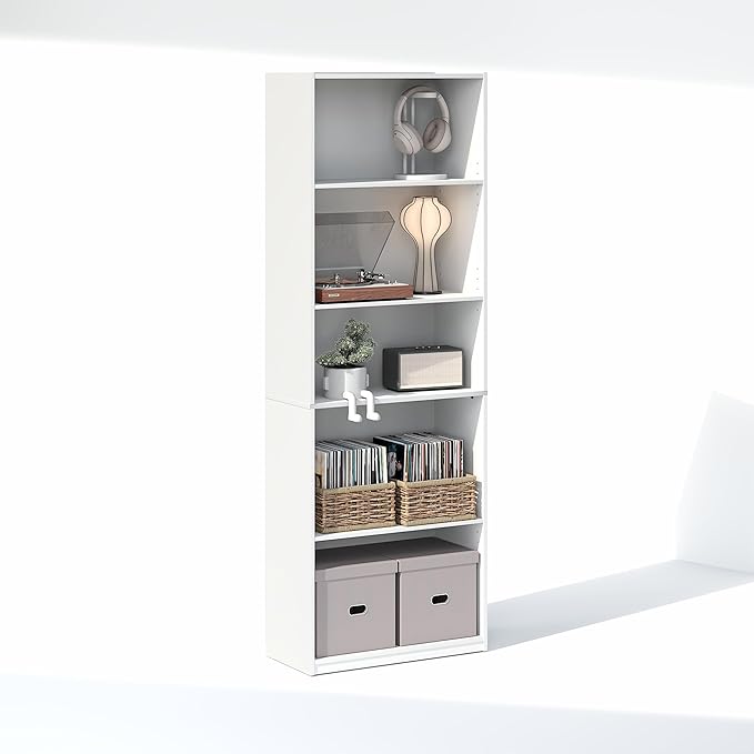 Furinno GEHRY DVD Shelf, 5-Tier CD Rack, Media Shelf by Furinno-FitsYourSpaceFitsYourBudget