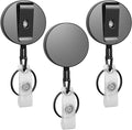 3 Pcs Heavy Duty Badge Reels Retractable Badge Holder, Selizo Metal Retractable by selizo