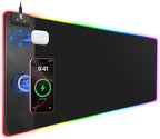 Mouse Pad with Magnetic Wireless Charging, Large Desk Pad Protector, RGB Black by miroddi