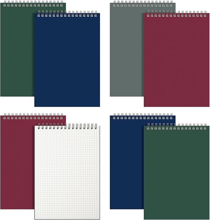 Engrowtic 8 Pack Graph Paper Spiral Notepad A5 Top Wirebound Notepad Grid by Engrowtic