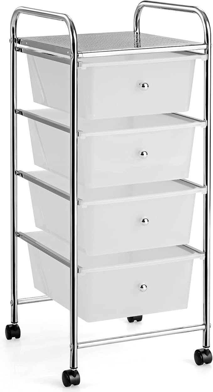 Giantex Rolling Cart with Drawers, Craft Organizer with Wheels, 4 Drawer - Image 8