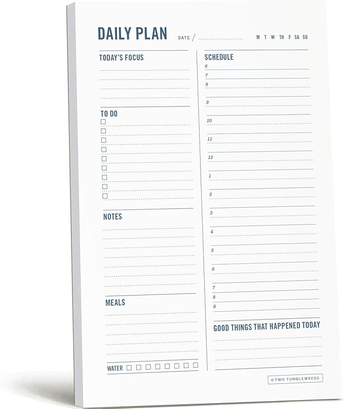 Daily Planner Notepad with Hourly Schedule by TwoTumbleweeds