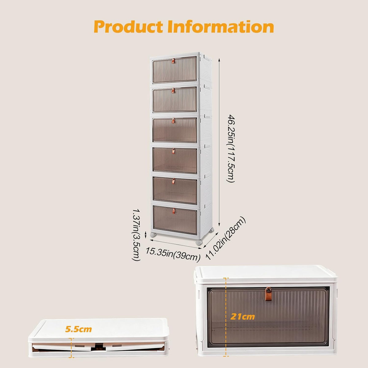Ergocar Foldable Storage Boxes, Transparent Plastic Storage Boxes with Lid, S...
