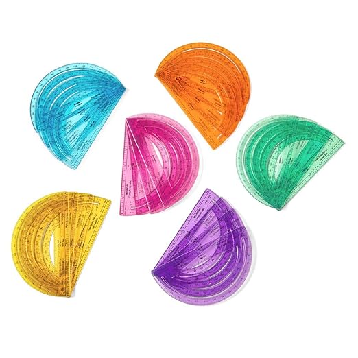 hand2mind Safe-T Protractor for Kids, 180 Protractor, Rainbow Plastic Clear by hand2mind