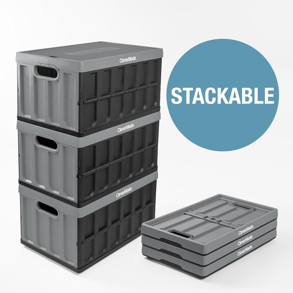 clevermade collapsible storage bins with lids, 46l 3, side view