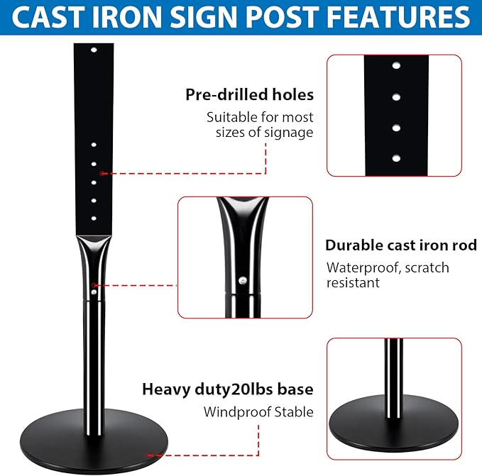 VAIIGO 2Pack Heavy Duty Parking Sign Post - Image 5