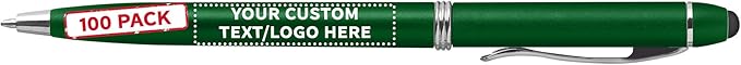DISCOUNT PROMOS Custom Twist Action Plastic Stylus Pens, Personalized Bulk Pack by DISCOUNTPROMOS