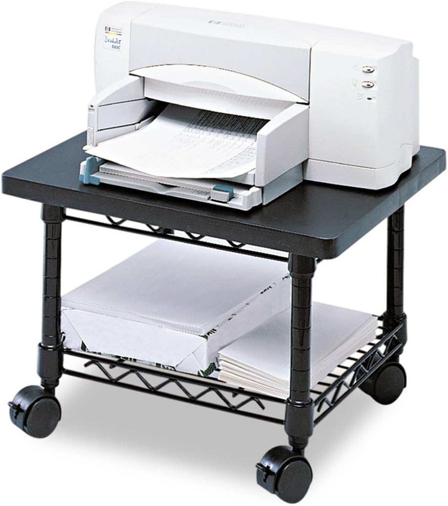 Safco Onyx Rolling Cart Printer Stand, Under-Desk Mobile Utility Table for Ho...