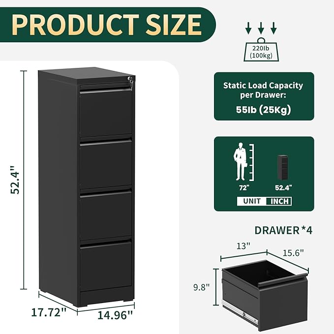Yukimo 4 Drawer File Cabinet - Image 3