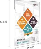 Niubee 6 Pack Acrylic Sign Holder 11 x 17 inches Wall Mount Sign Holders Clear - Image 2