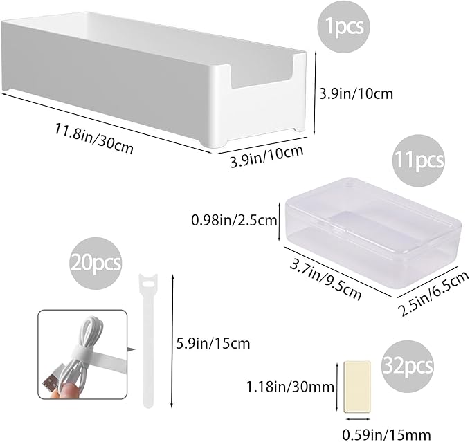 11 Cable Organizer Box with Labels, Cord Storage Organizer - Image 7
