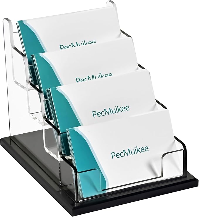 PecMuikee Business Card Holder for Desk，Acrylic Business Card Display Stand by PecMuikee