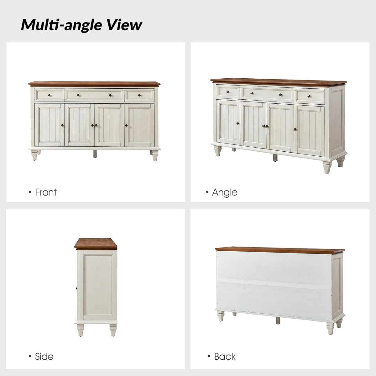 HULALA HOME 58" Sideboard Buffet Cabinet with Storage & Drawers, White