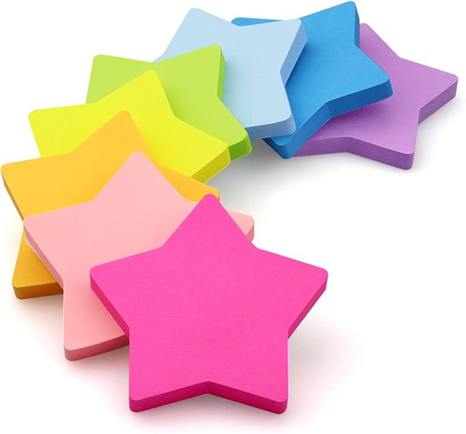 Star Shape Sticky Notes 8 Color Bright Colorful Sticky Pad 75 Sheets/Pad - Image 3
