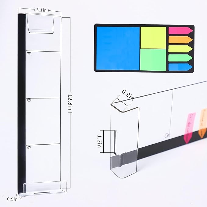 2PCS Multifunction Clear Computer Monitor Memo Boards （Left & Right） Acrylic - Image 2