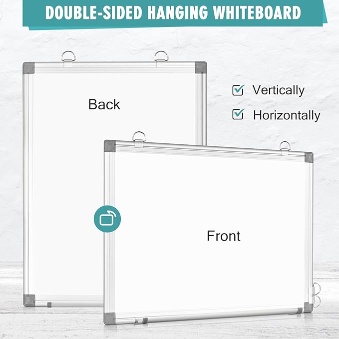 AMUSIGHT Dry Erase Board White Board, Hanging Mounted Whiteboard Silver - Image 2