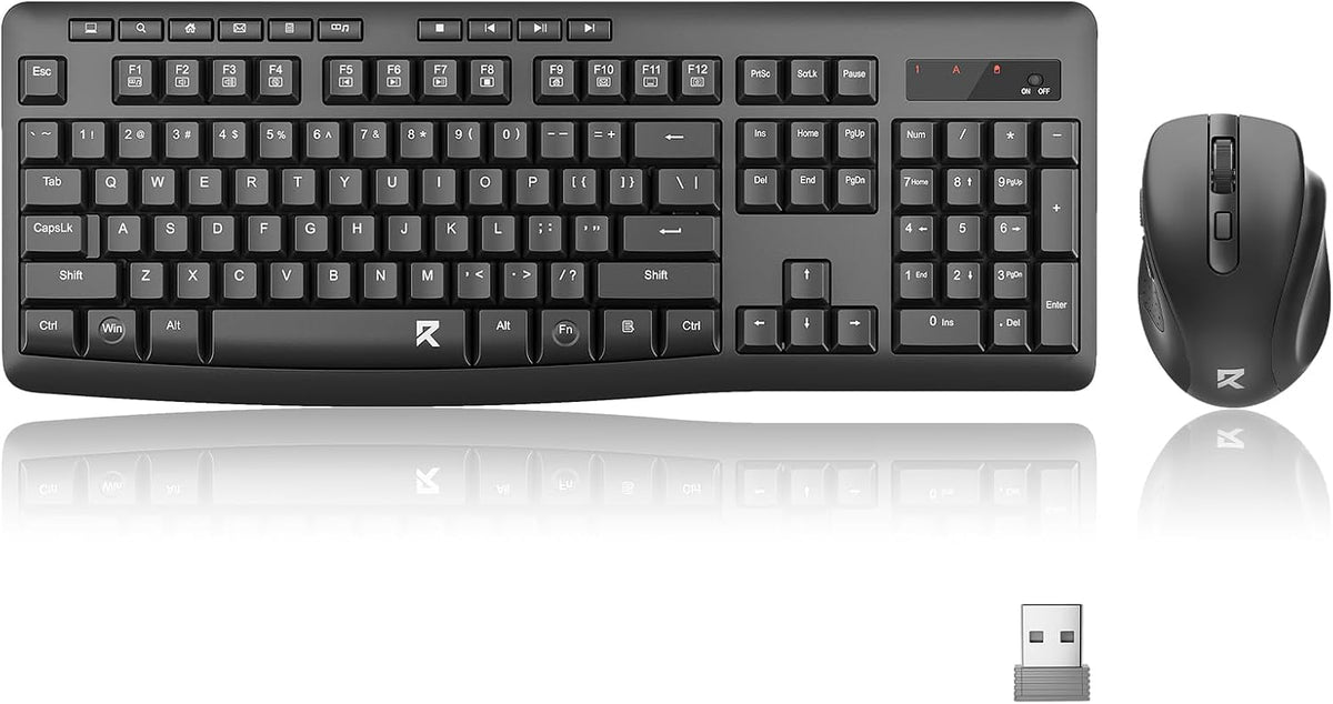 Redragon Wireless Keyboard and Mouse Combo, 2.4G Full-Sized Ergonomic Compute...