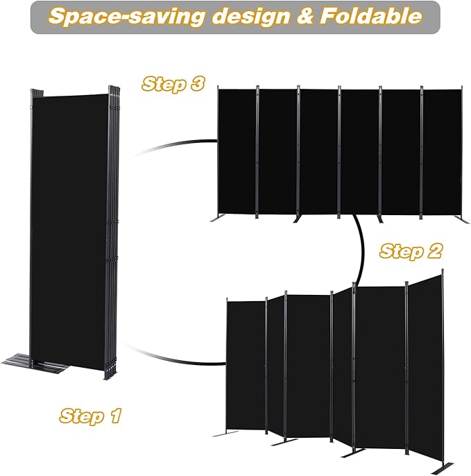 CHOSENM Room Divider, 6 Panel Folding Privacy Screens - Image 5