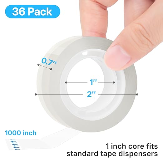 OWLKELA 36 Rolls Transparent Tape Refills, All-Purpose Transparent Glossy Tape - Image 2