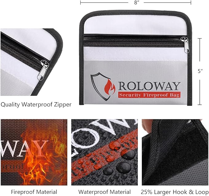ROLOWAY Small Fireproof Bag, Non-itchy Fireproof Money Bag - Image 2