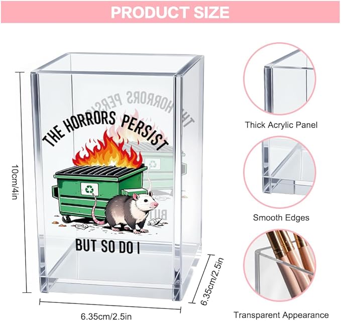 Vgrti The Horrors Persist But So Do I Acrylic Cosmetic Pencil Pen Holder Cup - Image 2