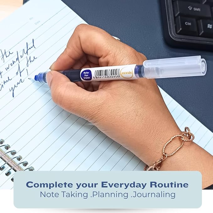 REVAIS Blue Gel Pens Pack of 6 | 0.6mm Smooth Writing Rollerball Pen | Premium - Image 3