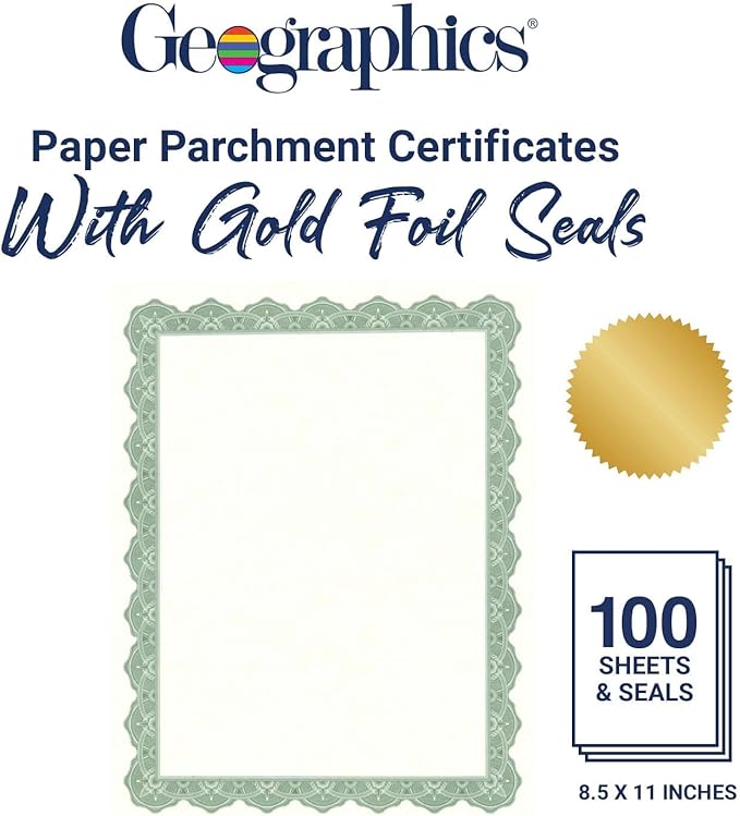 Geographics Recycled Blank Parchment Certificate Paper, 8.5 x 11, Optima Green - Image 2
