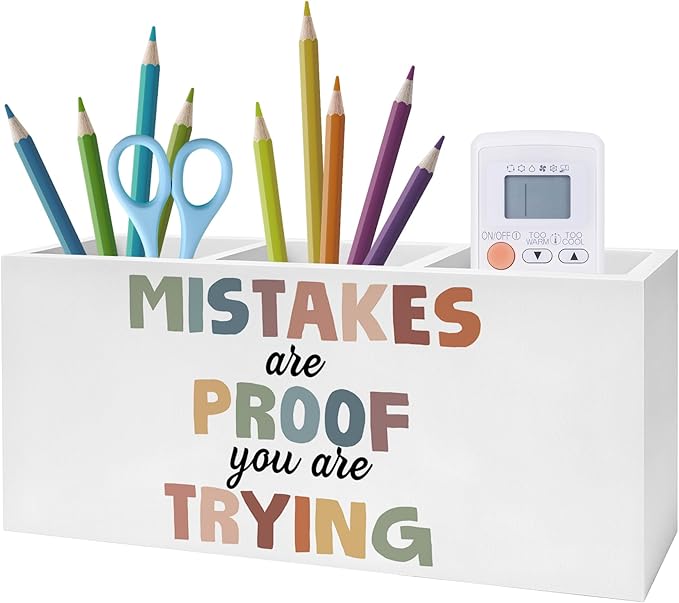 Exqcom Boho Mental Health Pen Pencil Holder, Therapy Office Decor, Mistakes Are by Exqcom
