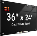 MaxGear Glass Whiteboard Wall Mounted, Frameless Magnetic Dry Erase Board by MaxGear
