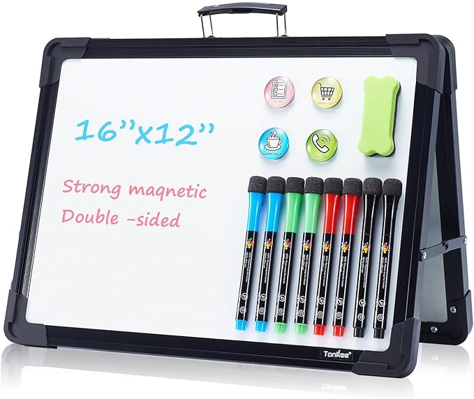 Small Dry Erase White Board – TANKEE Magnetic Desktop Foldable Whiteboard by Tankee