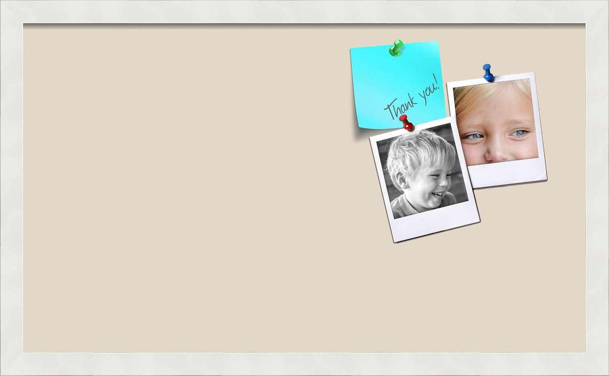 PinPix 24x14 inch Cork Bulletin Board. This Decorative Framed Pin Board Comes...