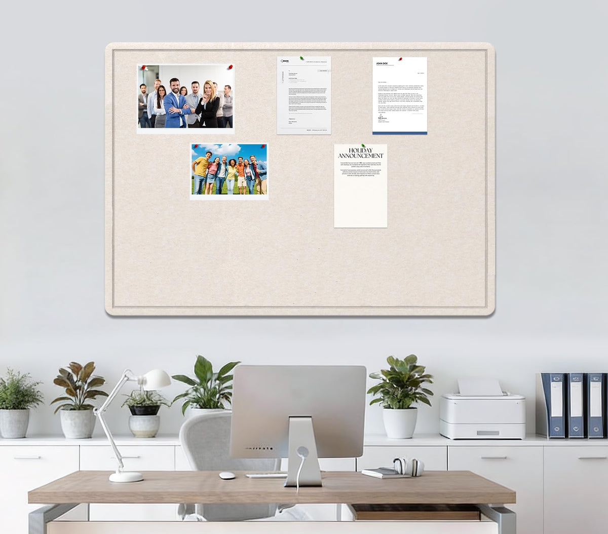 Bulletin Board 36" x 24" Felt Cork Board - Decorative Pin Board, Oa...