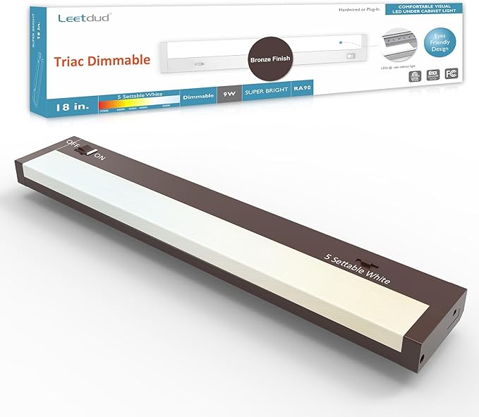 Leetdud LED Under Cabinet Lighting Hardwired or Plug in, 18 Inch 9W, Dimmable 5 by Leetdud