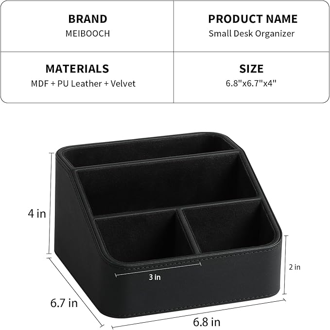 MEIBOOCH Remote Control Holder, PU Leather Small Desk Organizer - Image 5