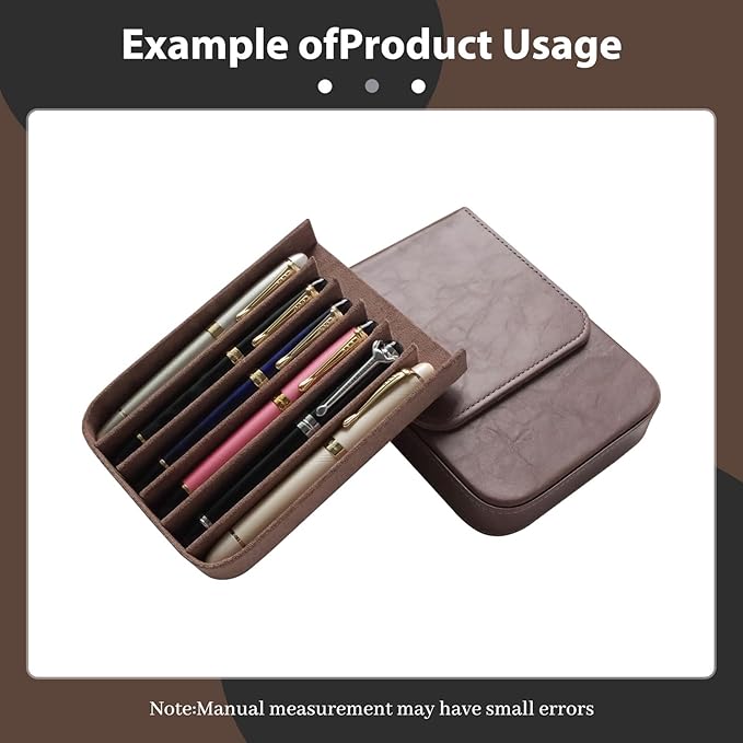 MIVLXLX Leather 6 Fountain Pen/Pencil Tray Case, Magnetic Closure - Image 4