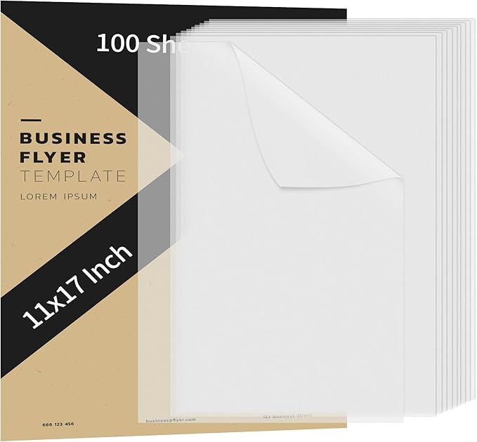 100 PCS 11x17 Inch Translucent Vellum Paper 60 GSM Drafting Vellum Tracing by SMAODSGN