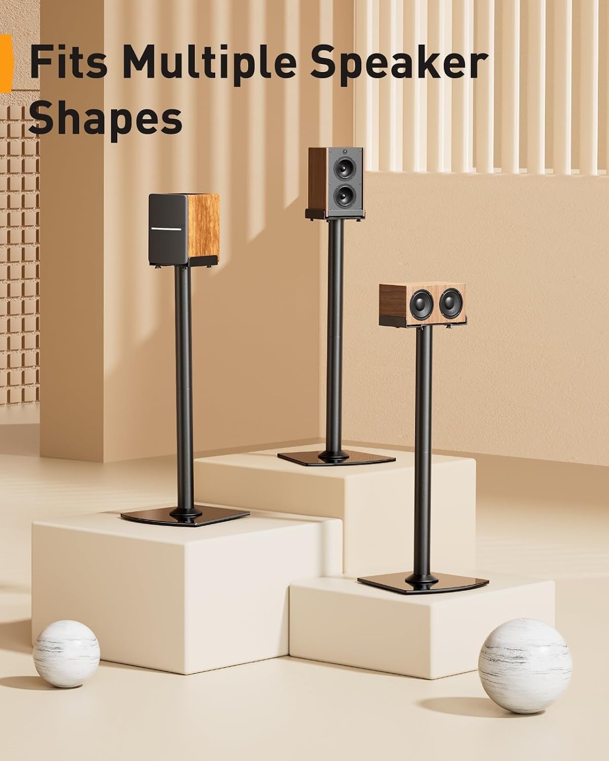 Perlegear Universal Speaker Stands Pair with Cable Management, 33.6 inch Spea...