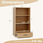 LOKO 4-Tier Bookcase with Storage Drawer, Modern Organizer Display Storage - Image 3