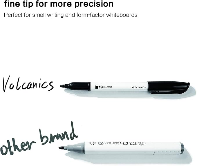Volcanics Black Dry Erase Markers Low Odor Fine Whiteboard Markers Thin Box of - Image 3