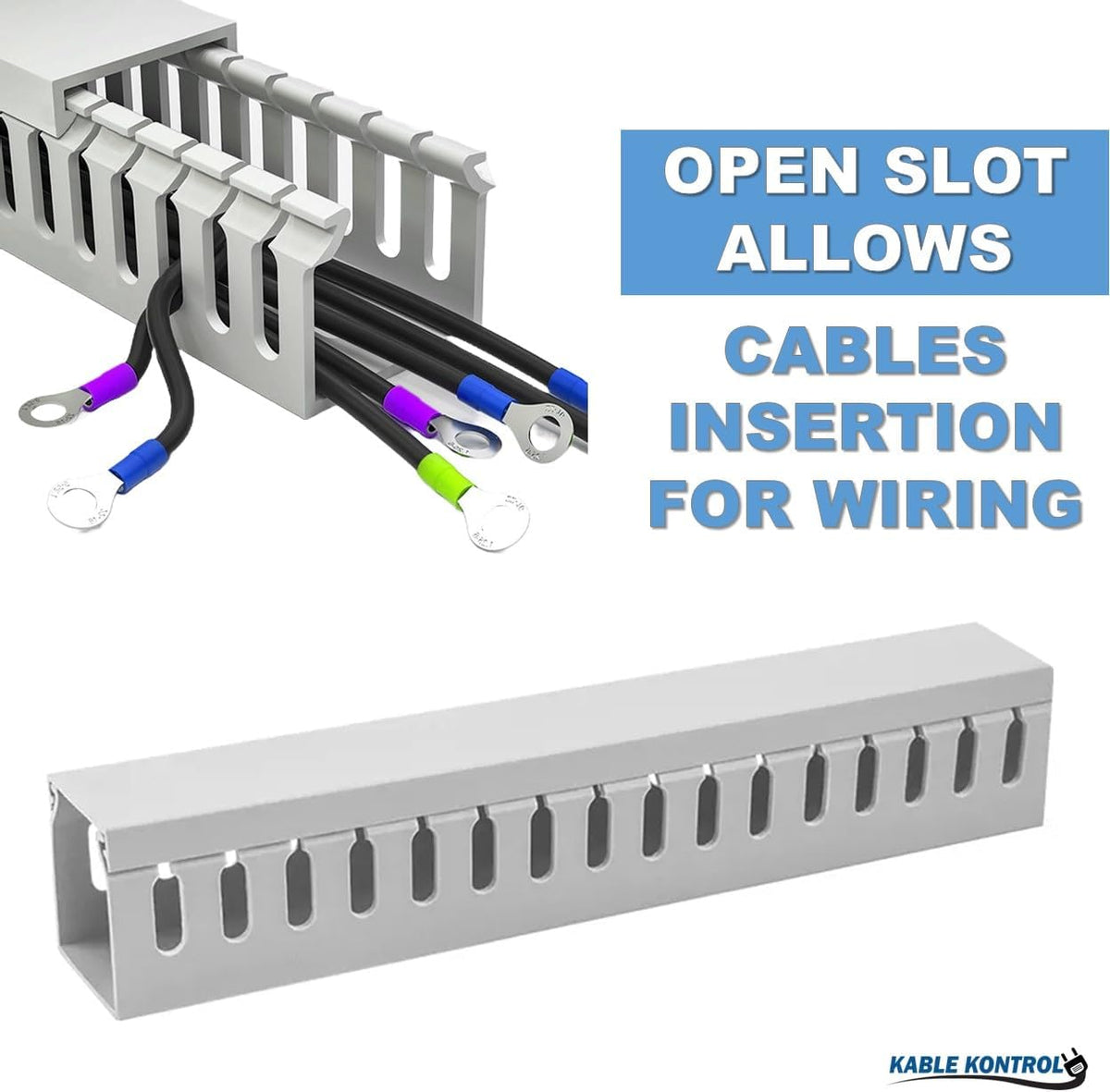 Kable Kontrol Wire Duct Open Slot Cable Raceway - 1” Width x 1” Height - 6.5 ...