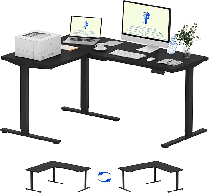 FLEXISPOT L Shaped Standing Desk, 63 x 47 Inch Electric Height Adjustable by FlexiSpot