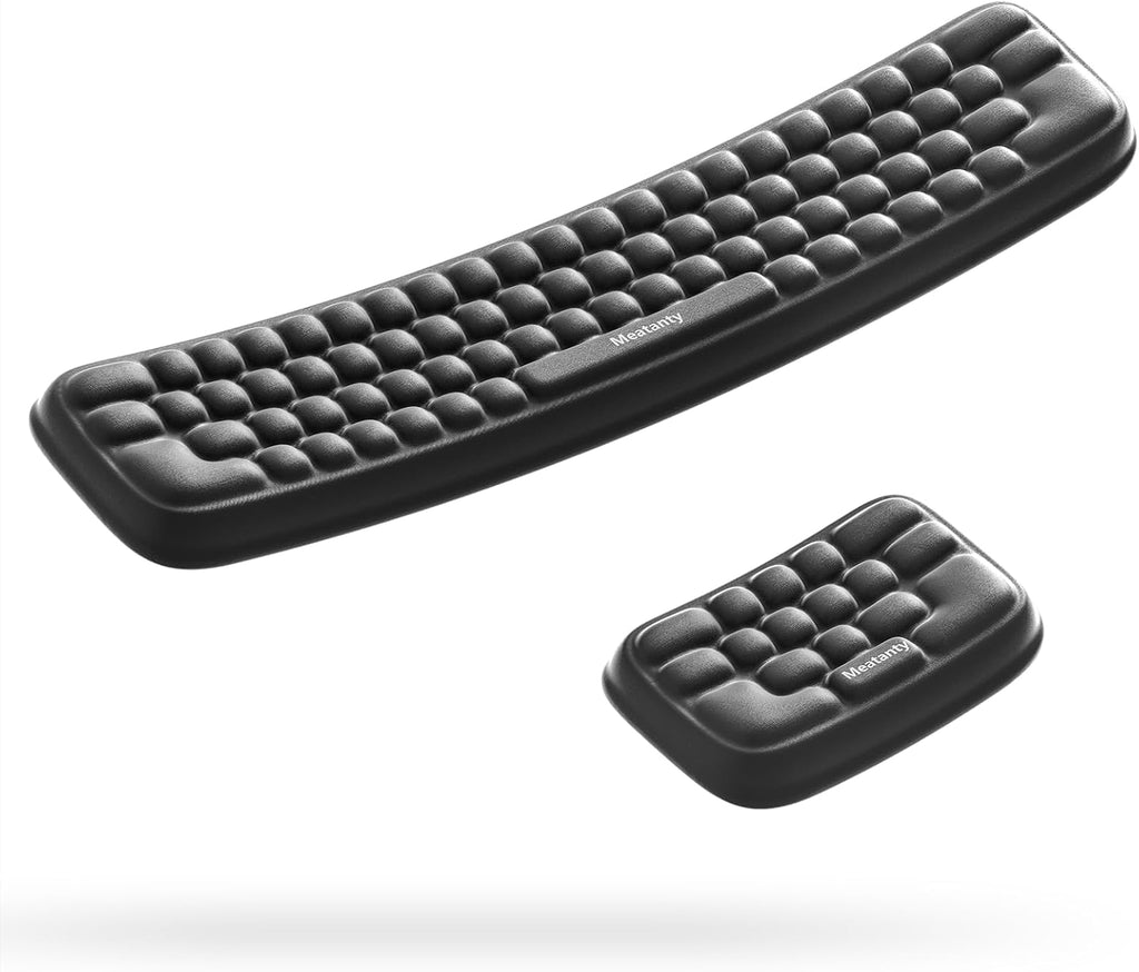 Meatanty Keyboard and Mouse Wrist Rest Set, Ergonomic Computer Wrist Pad, Memory Foam Wrist Support for Desk, Hand Typing Palm Mouse Rest Office Gaming Accessories, Carpal Tunnel Pain Relief Cushion