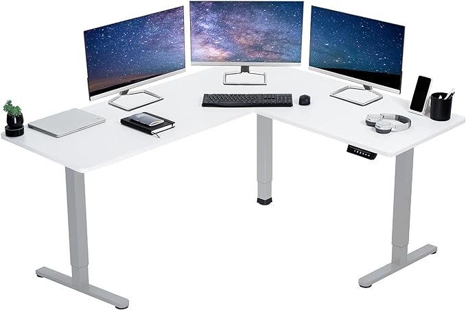 VIVO Electric Corner 63 x 55 inch L-Shaped Standing Desk, Memory Height by VIVO